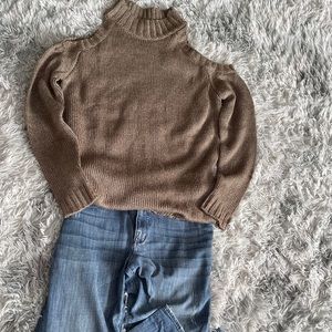 Metallic Cold Shoulder Sweater